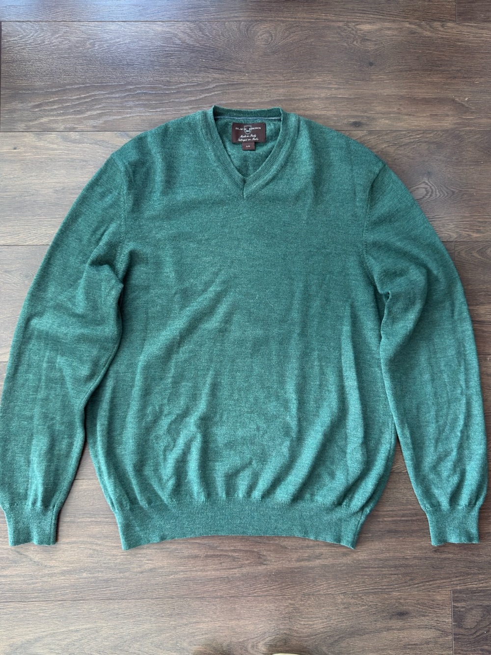Black & Brown Men’s Green Cashmere V-Neck Sweater Size Large